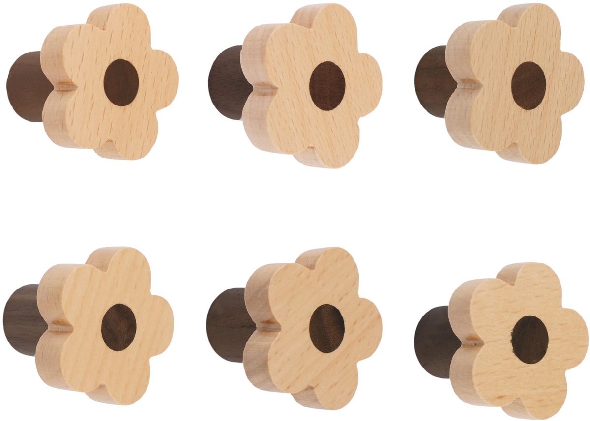 Dailygoods- Houten Knoppen Bloemvormig - Beuken Handvatten - Kastknoppen - Deurknopjes - Meubelknop - Milieuvriendelijk en Glad Gepolijst