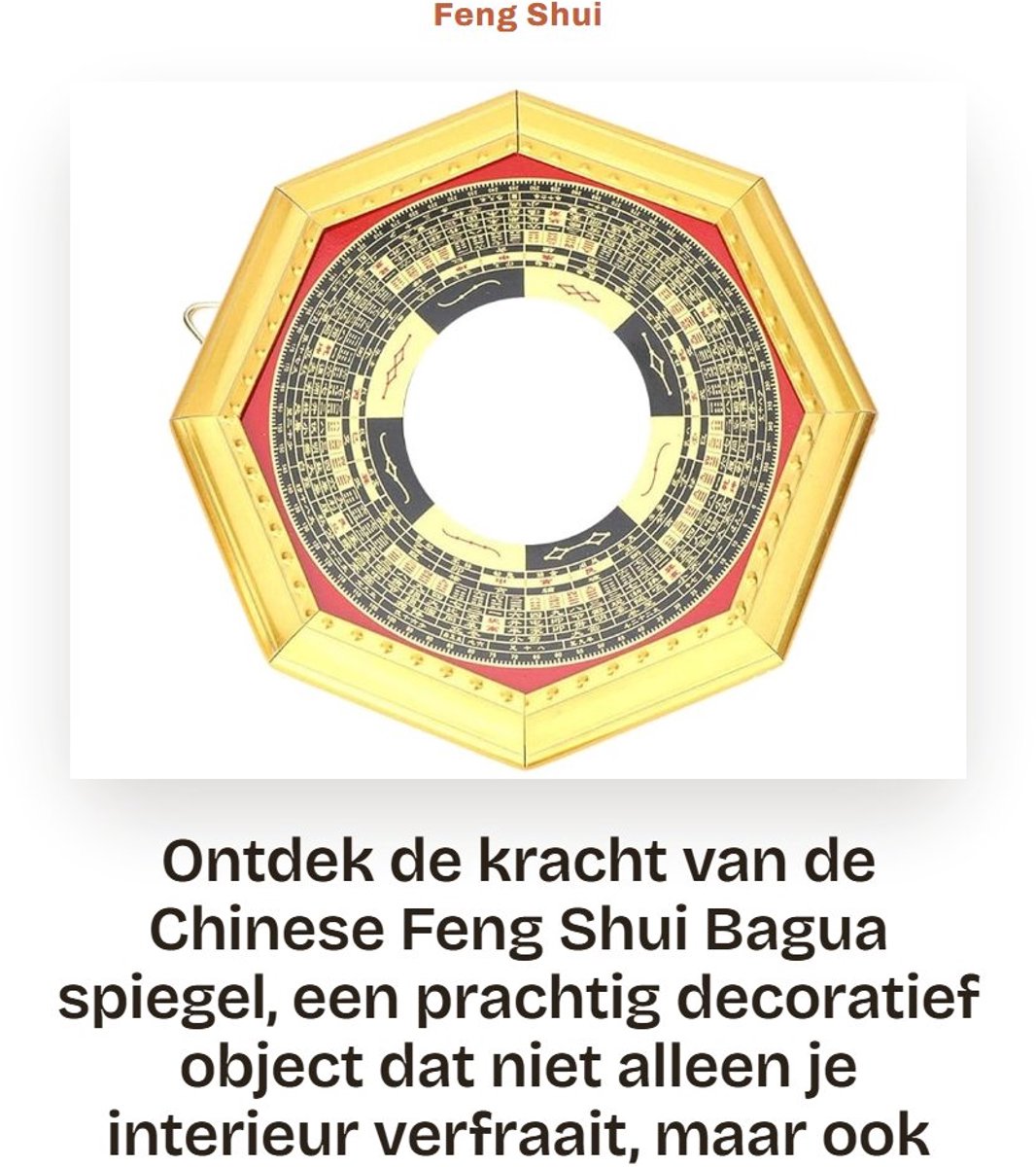 Dailygoods- Bagua Spiegel Hout - Convex/Concaaf - Feng Shui Amulet - Bescherming tegen Neg