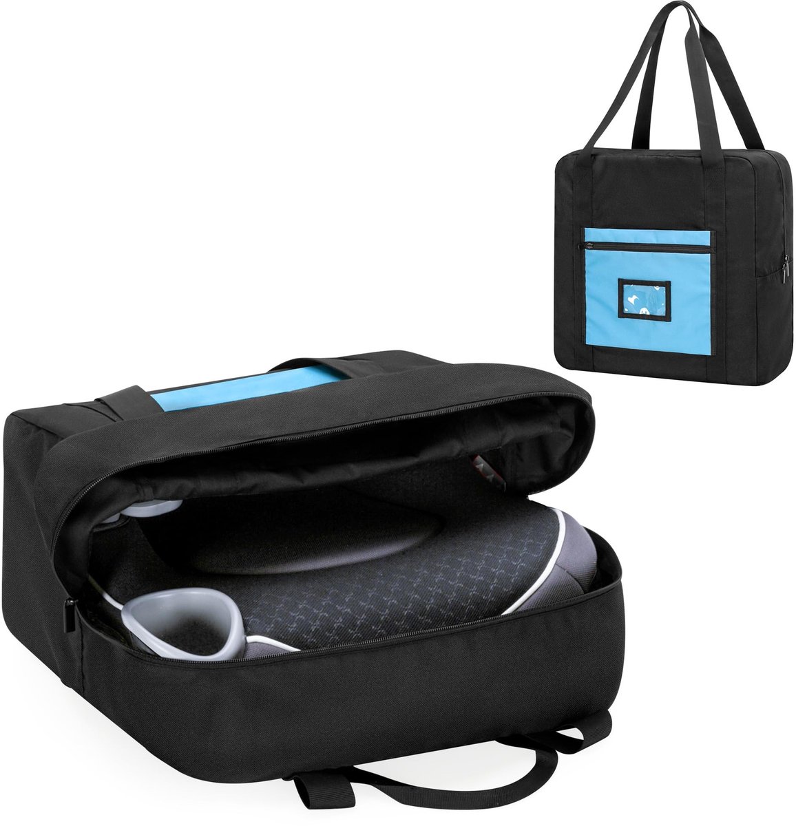 Dailygoods- Booster Seat Reistas Waterdicht - Reistas voor Peuter Booster Stoel - Bagagetas - Zwart - 40,6 x 24,1 x 43,2 cm - Duurzaam Materiaal - Zitverhoging Tas