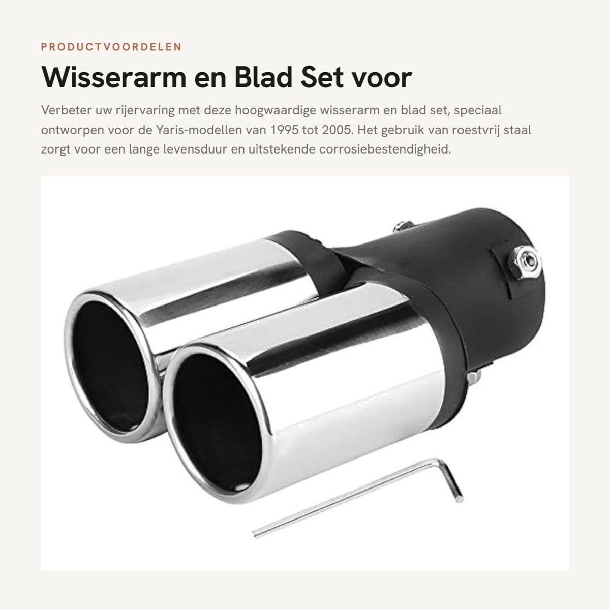 Dailygoods- Wisserarm Set - Roestvrij Staal - Vervanging voor Yaris 1995-2005 - Eenvoudige Installatie - Corrosiebestendig - Elegante Stijl - Wisser