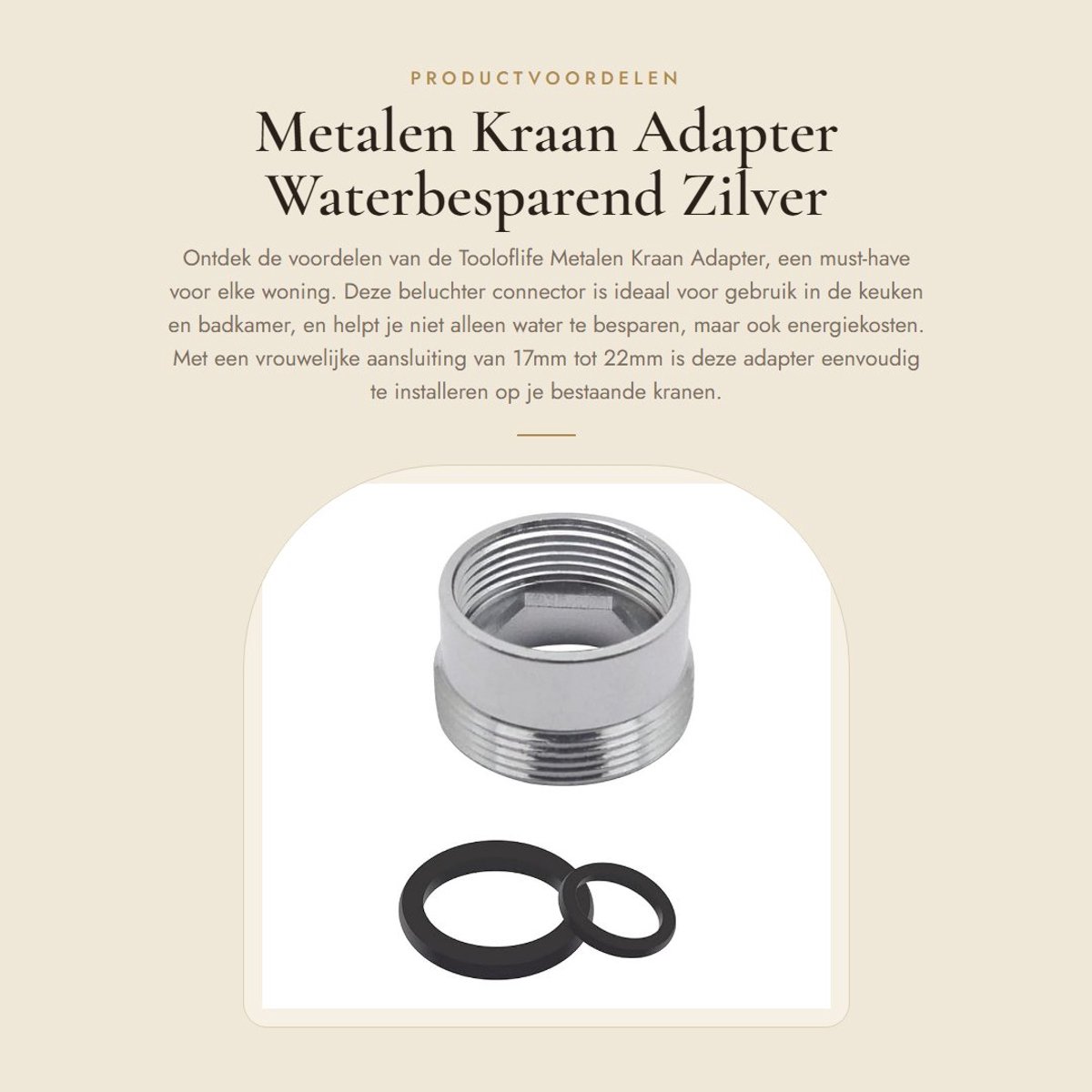Dailygoods - Metalen Kraan Adapter - Waterbesparend - Zilver - Beluchter Connector - Geschikt voor Keuken en Badkamer - 1 Stks