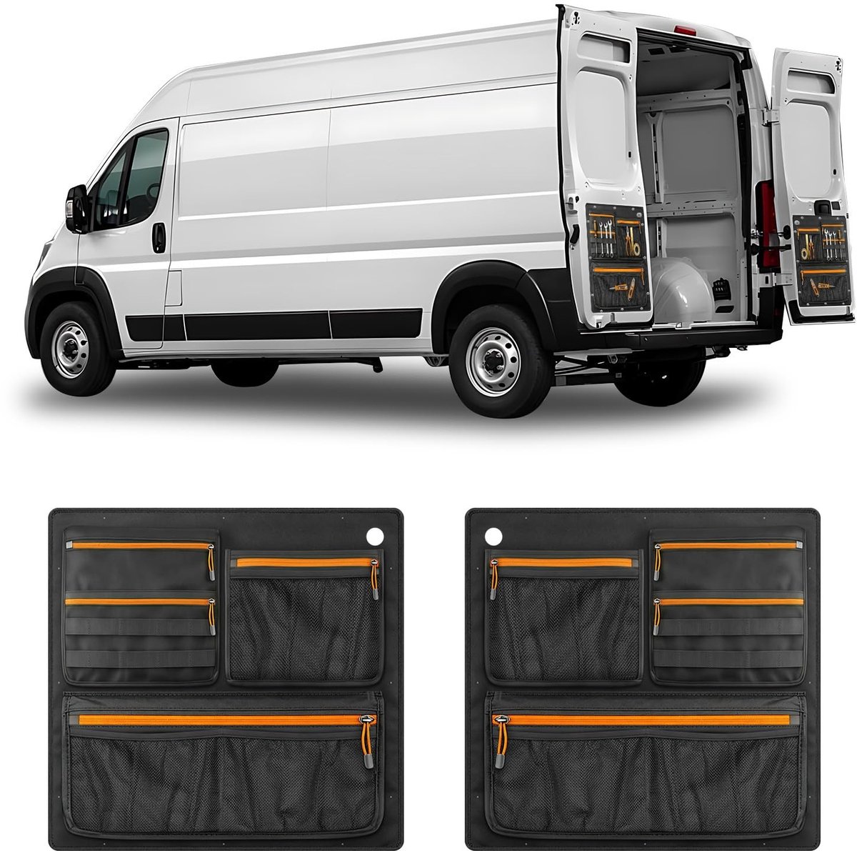 Dailygoods- Opbergtas Robuust - Tasorganizer Achterdeuren - Organizer Vrachtwagen - Gereedschap Organizer - 600D-PVC - Duurzaam en Schokbestendig - Opbergzak