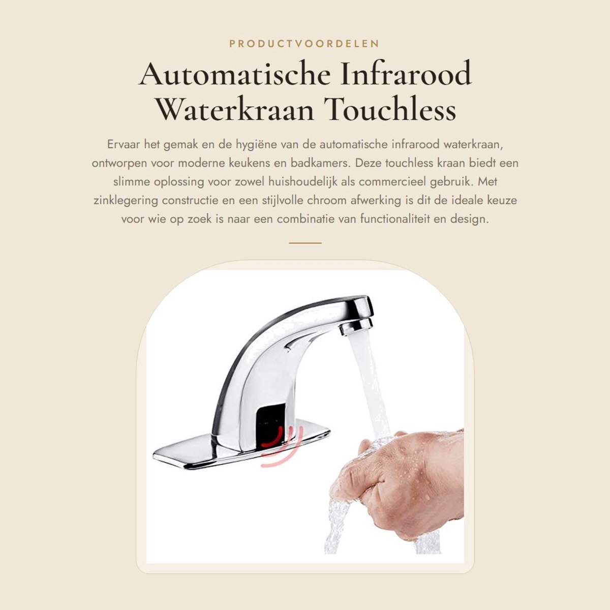Dailygoods- Waterkraan Automatisch - Touchless Wastafelkraan - Mengregelaars voor Warm/Koud Water - Zinklegering - Duurzaam - Waterbesparend - Kraan