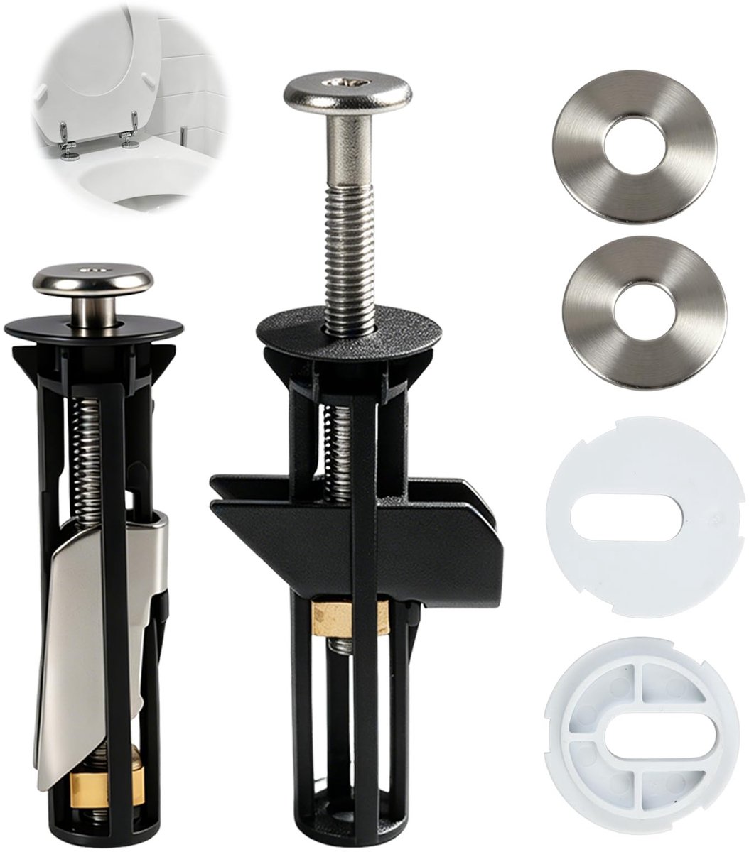 Dailygoods- Bevestigingsset voor Toiletbril - 2 Stuks Bouten/Schroeven - Roestvrij Staal - Eenvoudig te Installeren - Universeel Ontwerp - Geschikt voor Gaten 14-20 mm - Toiletbrilbevestiging