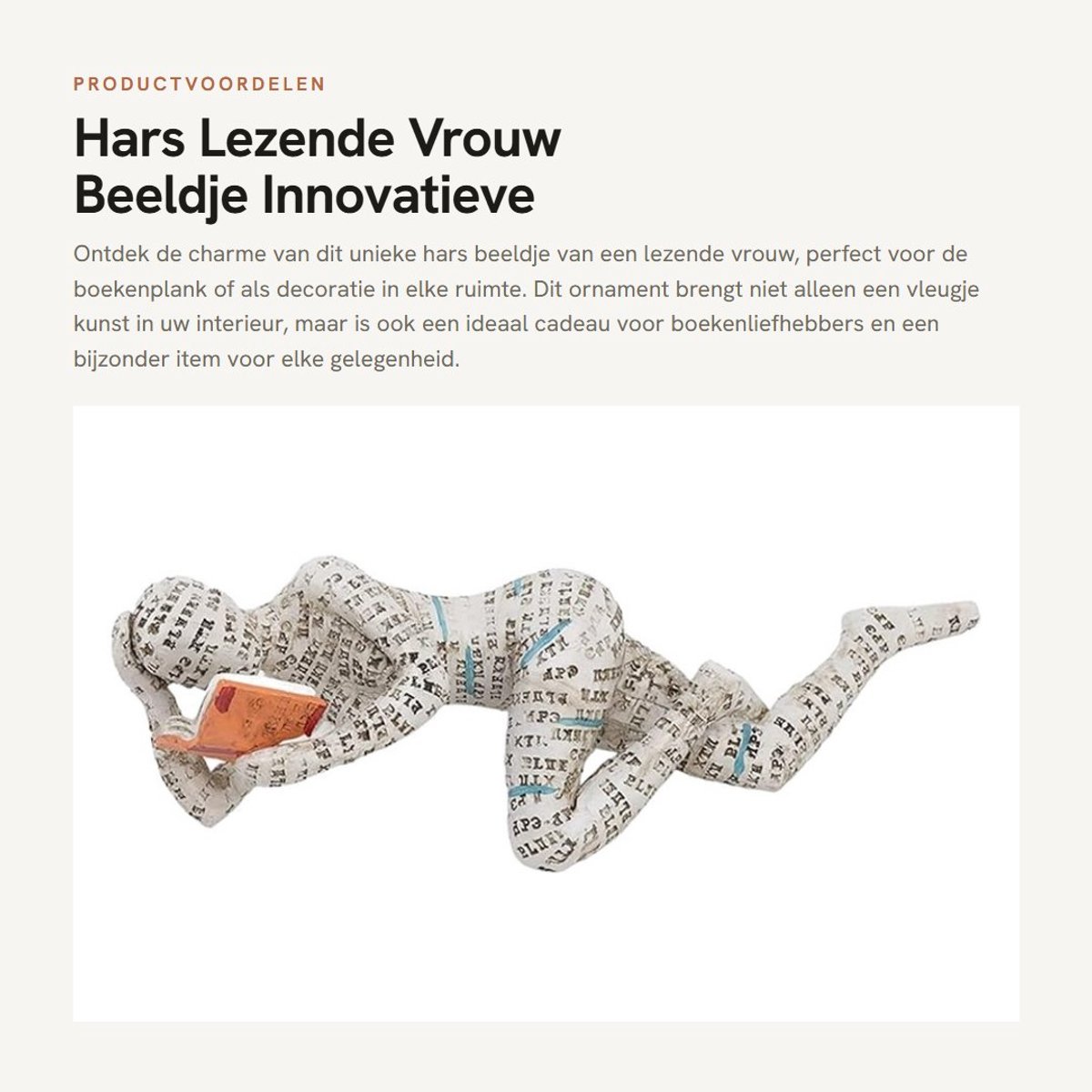 Dailygoods- Beeldje Lezende Vrouw - Hars Sculptuur - Decoratie Beeldjes - Ornamenten voor Binnen - Innovatief Design - Verbeterde Werkefficiëntie - Woondecoratie