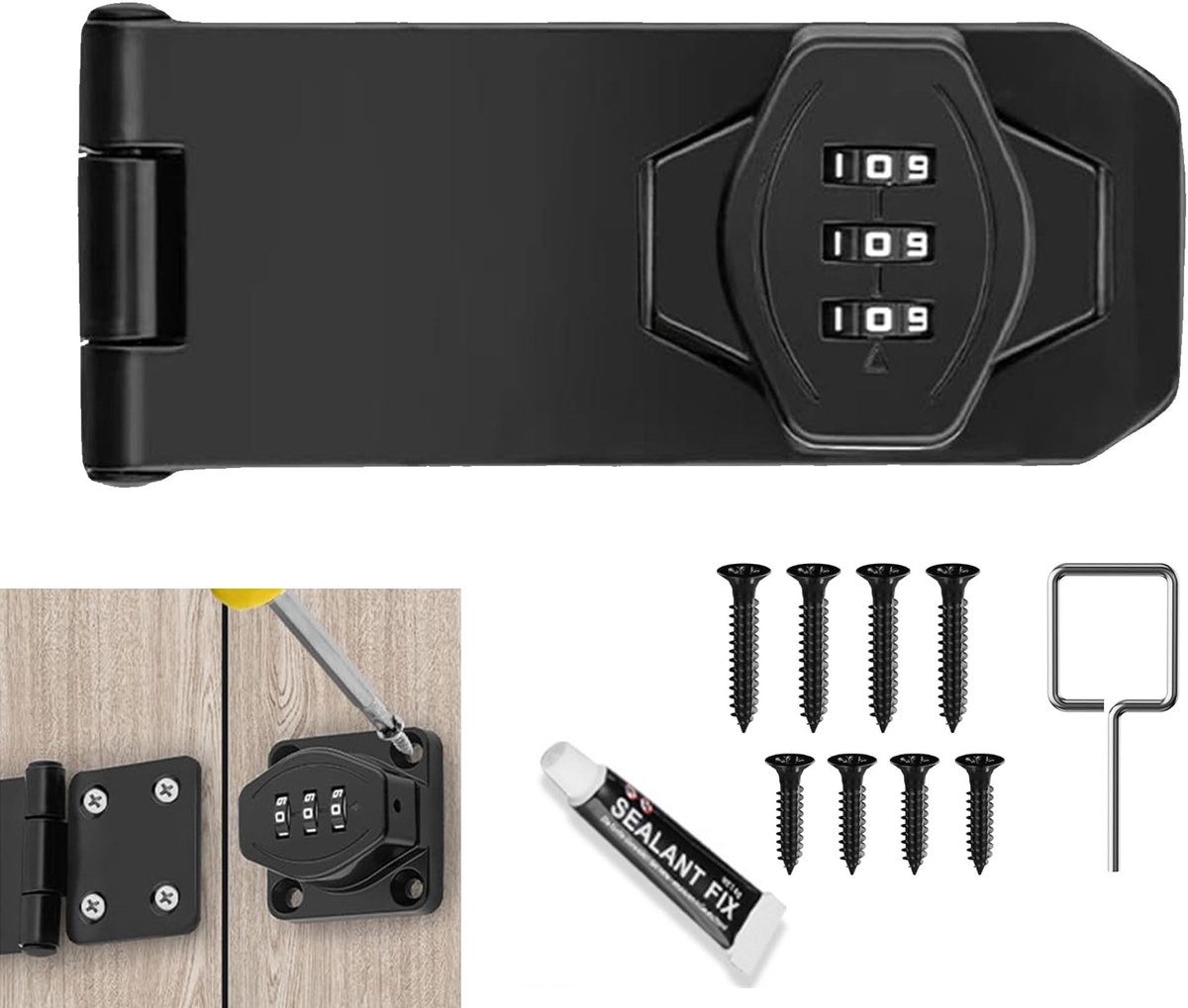 Dailygoods- Combinatieslot 3-cijferig - Cijferslot - Codeslot - Vergrendeling - Legering - Inclusief 8 schroeven
