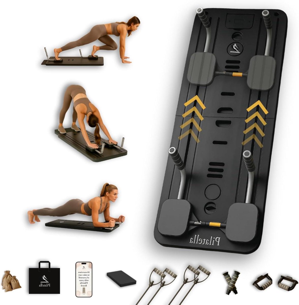 Pilates Reformer Opvouwbaar - Mini Pilatesbord - Thuisfitness Trainen - 5-in-1 Set Inclusief - Niet Gespecificeerd - Zwart