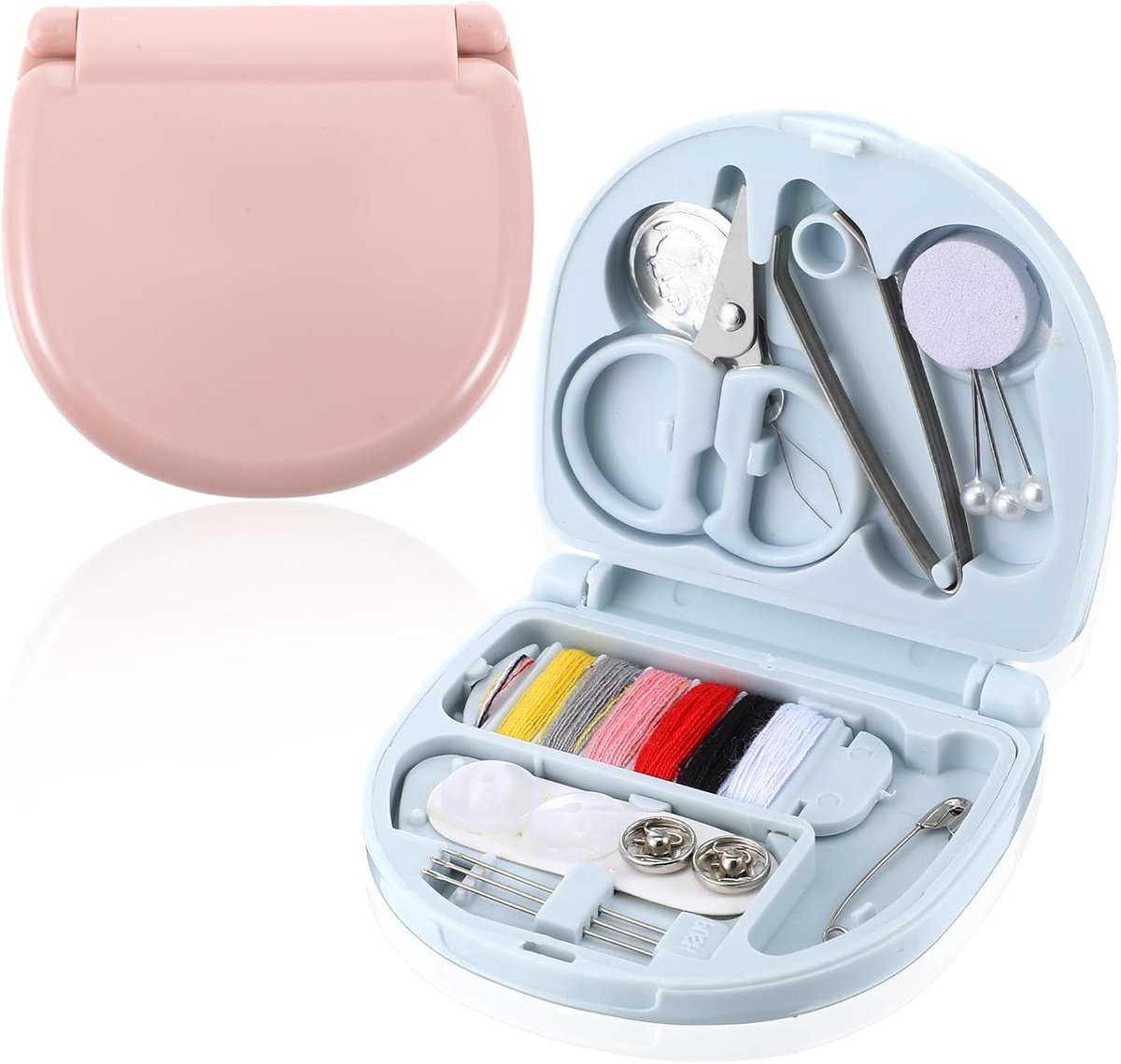 Naaiset, 2 stuks, basisuitrusting, mini-naaiset, naaiset, naalden en draadset, noodgevallen, draagbare reparatieset, doe-het-zelf-accessoires, reisnaaidoos, sets beginnersvriendelijk met schaar