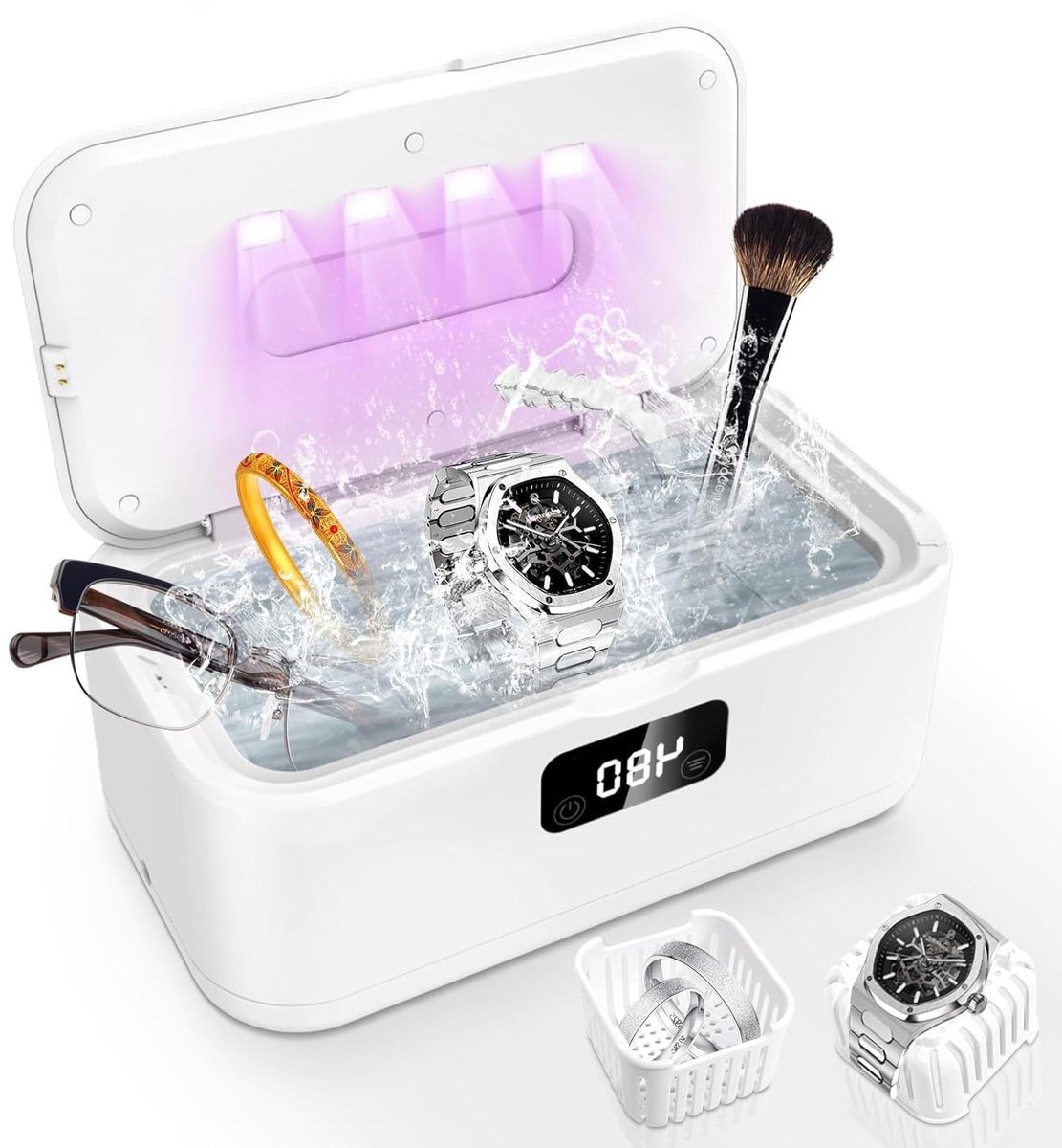 Ultrasoon Reiniger - Schoonmaakapparaat - Dieptereiniging Objecten - UV Dubbele Reiniging - 800 ml Capaciteit - Zilver