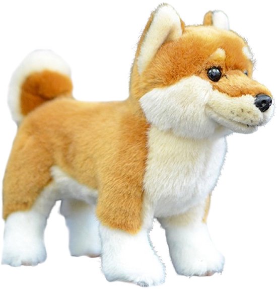 gesimuleerd Shiba Inu pluche dier, 28 cm, realistisch Shiba Inu knuffeldier, behaaglijke slaapkamerdecoratie voor tieners, geel — afbeelding 4