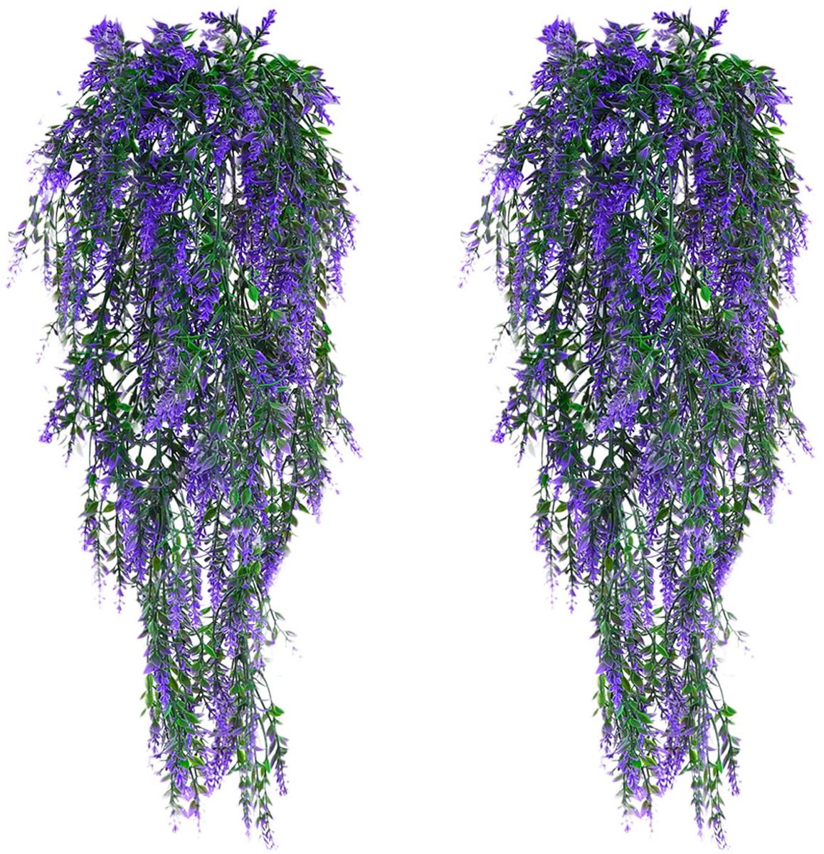 2 stuks kunstplanten, hangende kunstplanten, net echt outdoor, weerbestendig, 77 cm, kunstbloemen, balkon, hangplanten, plastic hangplant, kunstbloemen voor tuin, feest