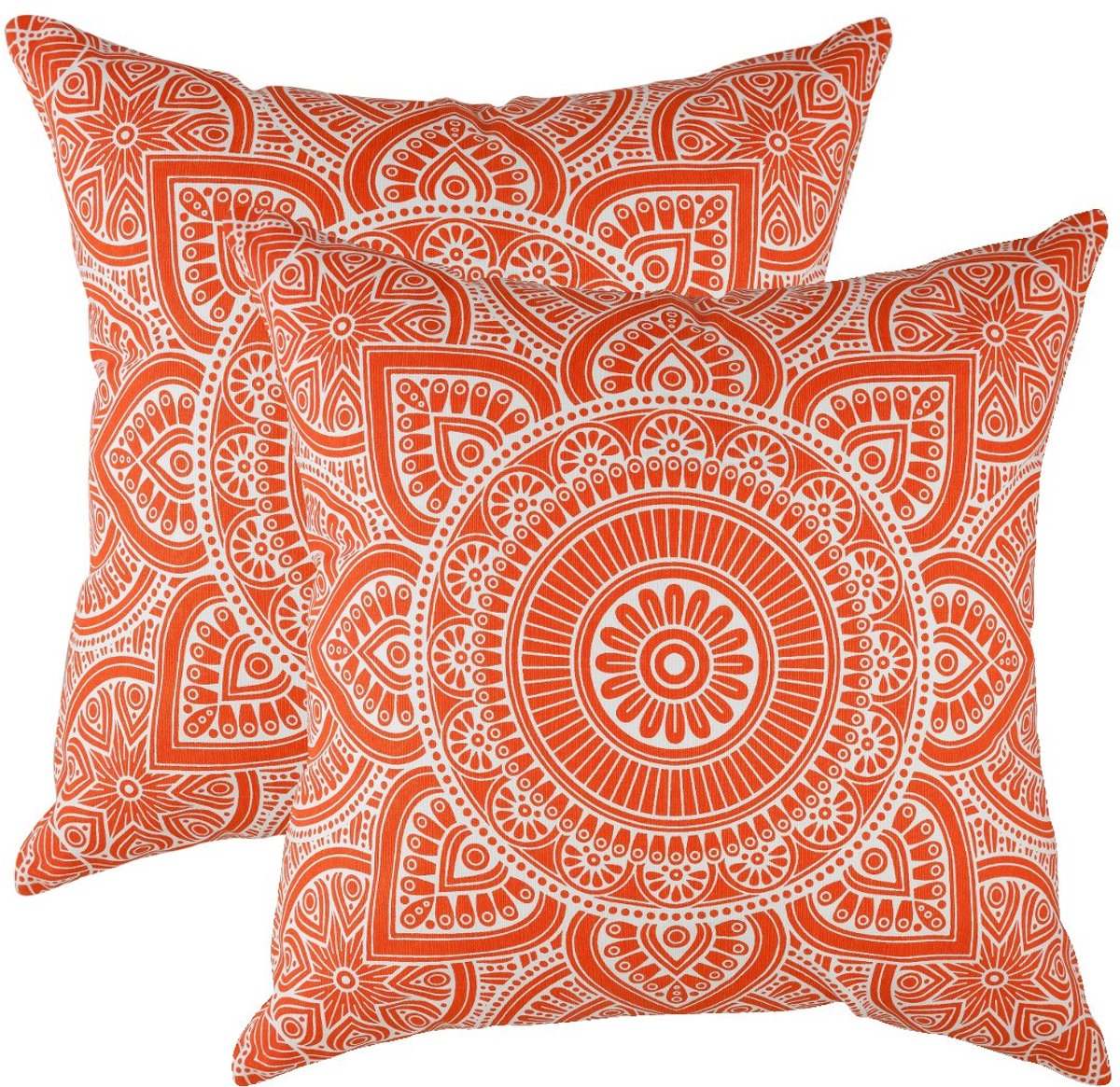 (Pack van 2) Mandala Accent Kussenslopen in 100% Katoen Stof (55 x 55 cm, Oranje)
