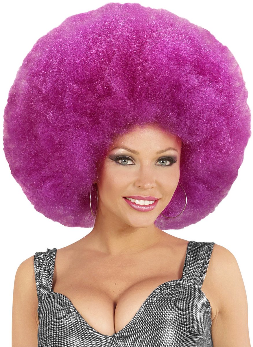 Paarse oversized Afro pruik