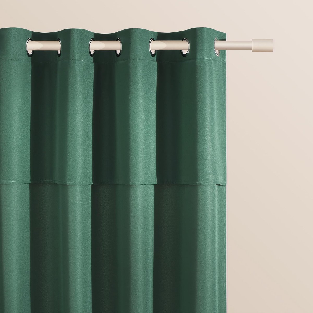 Gordijn met zilveren inslagringen, 140 x 280 cm breed x hoogte, modern gordijn, woonkamer, slaapkamer, flessengroen, 1 stuks