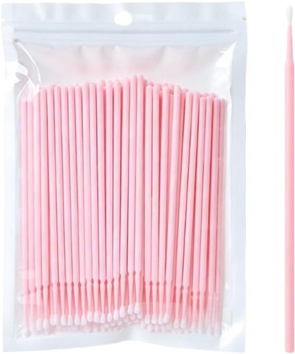 600 micro-applicators in roze, 6 zakjes van 100 stuks voor wimperverlengingen, make-upcorrectie en precisietoepassing
