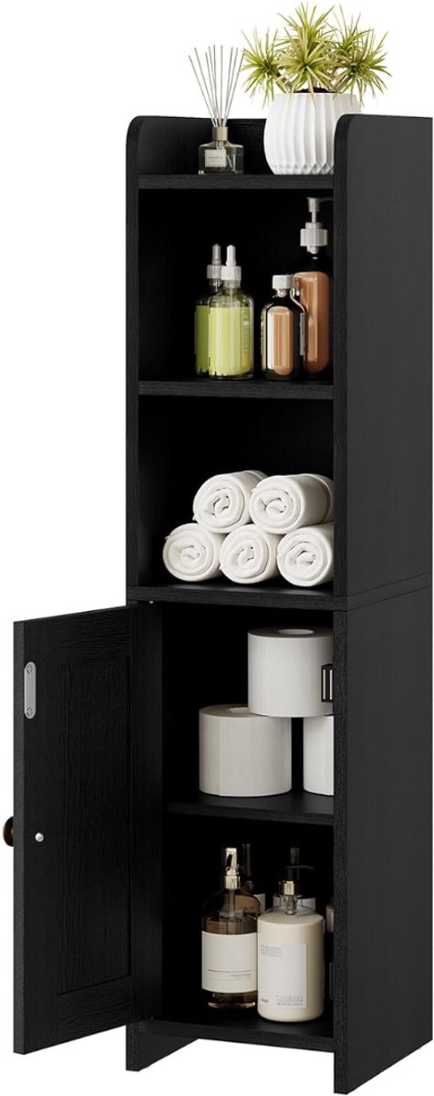 CRLYN® Badkamer Opbergkast - Hoekkast Smal - Ruimte Maximaliseren - Zwart