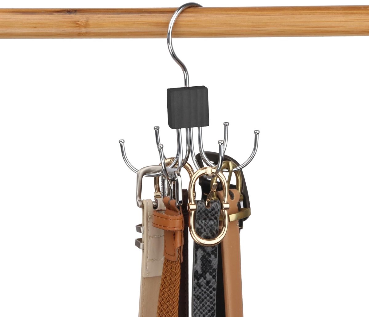 Riemhanger voor kast, draaibare houder met 6 haken, zwart