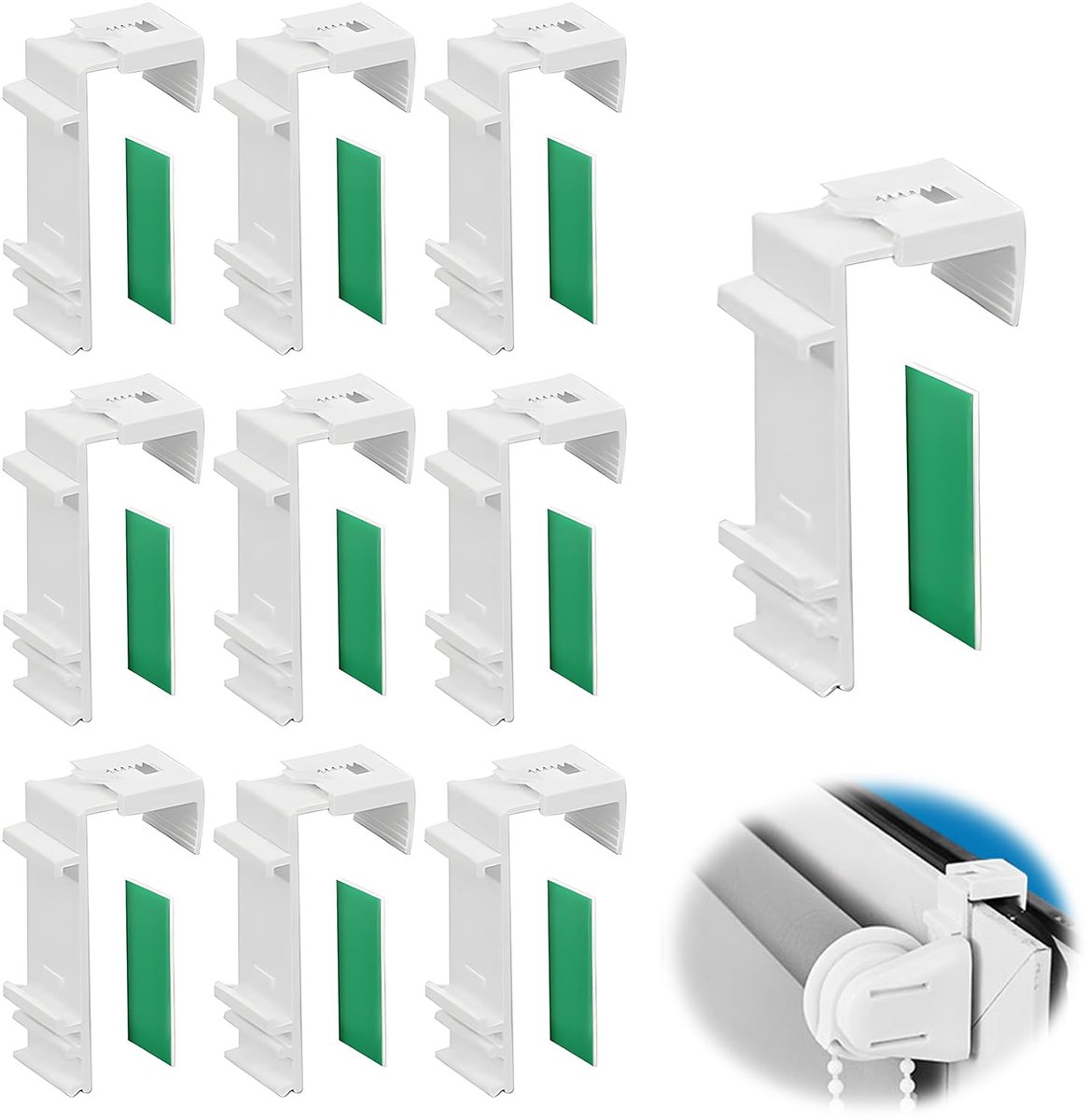 Klemmfix Rolgordijn Klemhouders - Pack van 10 - Geschikt voor PVC en houten kozijnen - ShopVlot