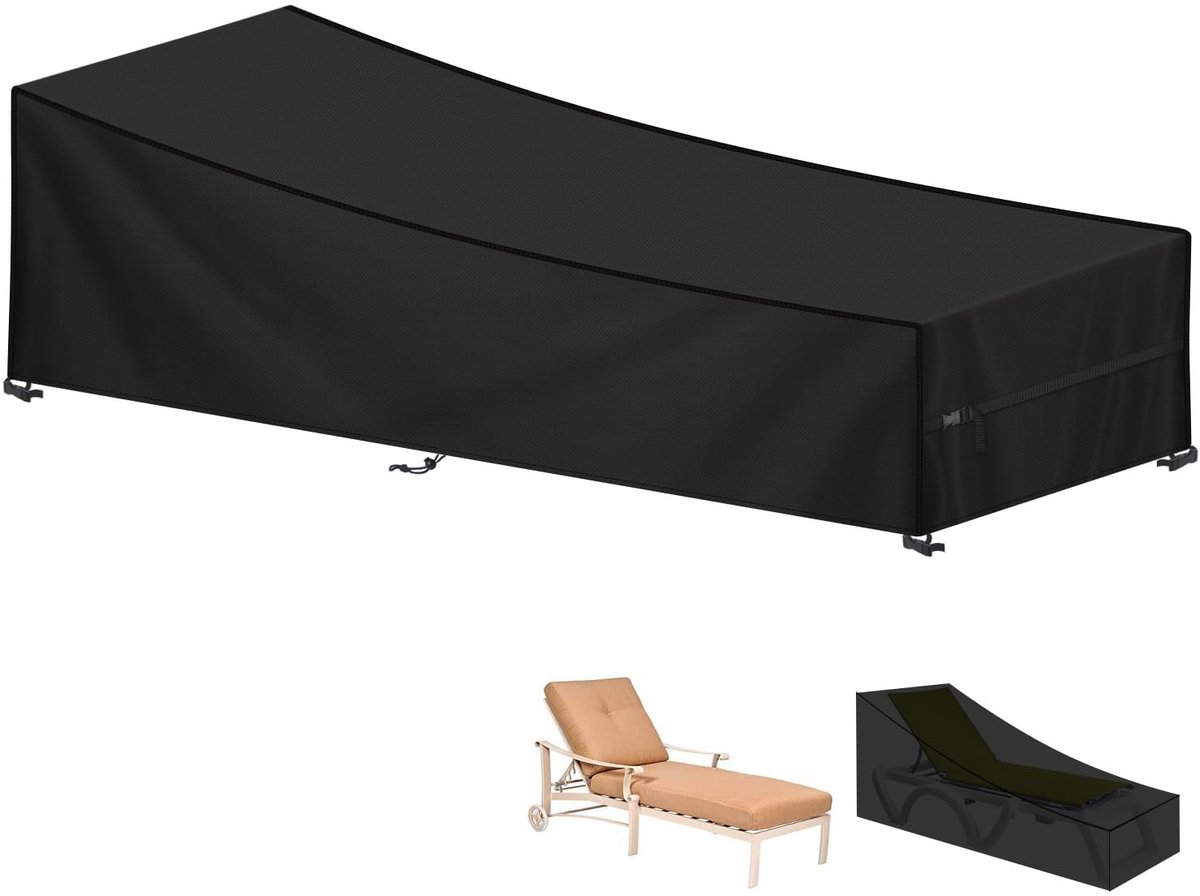 Ligstoelhoes, Zonnebankhoes, 210x80x45/75cm Afdekking voor Ligstoelen Waterdichte Outdoor Dekstoel Afdekhoes 420D Oxford-Stof Tuinligstoel Beschermhoes voor Ligstoel, Winddicht, UV-Bestendig
