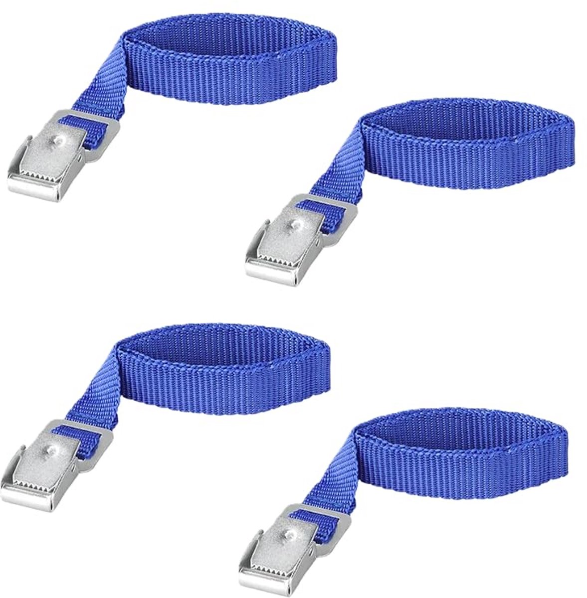 199604_SML Fietsriemen met metalen gesp, 40cm lengte, blauw, 4 stuks | Duurzame wielriemen met metalen gesp voor het vastzetten van fietswielen op de dakdrager of achterdrager van uw auto.
