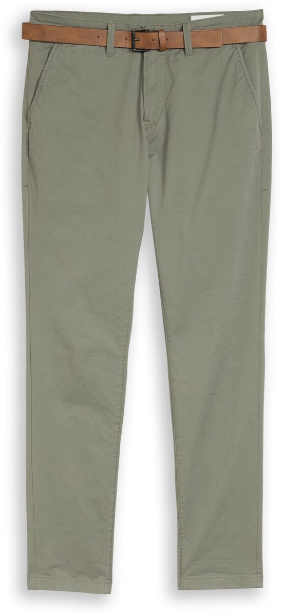 Tom Tailor Denim - TTSLIM chino met riem - Maat 34/36 - dusty mid olive