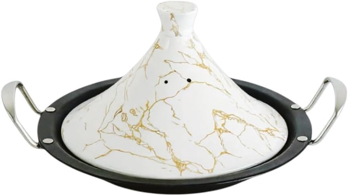 Tajine Stoofpan - Marokkaanse Pan - Traditioneel Koken - Energiebesparend Stoven - 34 cm - Zwart