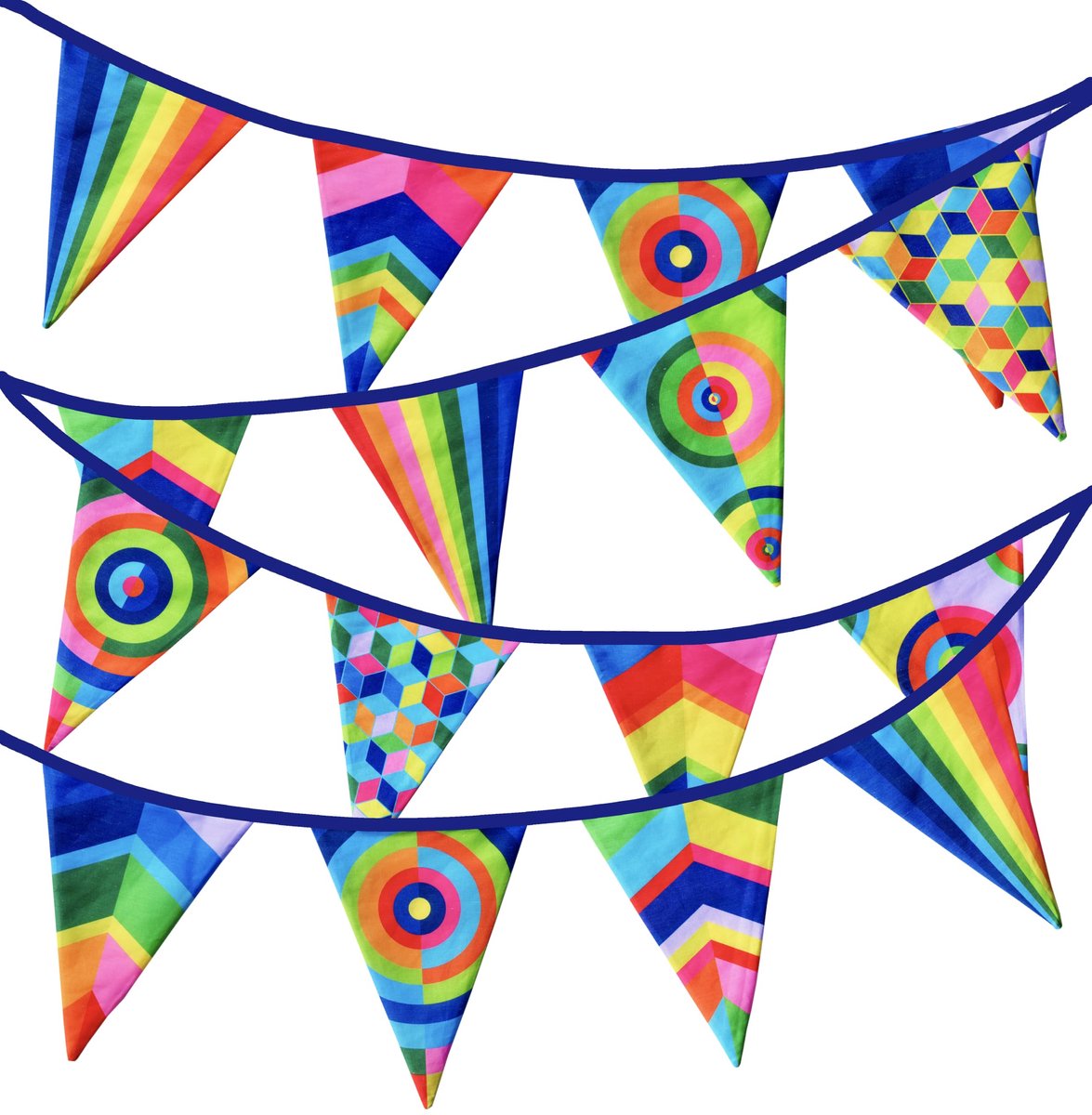 Slinger | Stoffen vlaggen | Vlaggenlijn Stof | Feestslinger | Verjaardag Slinger | Regenboog Festival slinger XXL (12 mtr lang, 24 vlaggen)