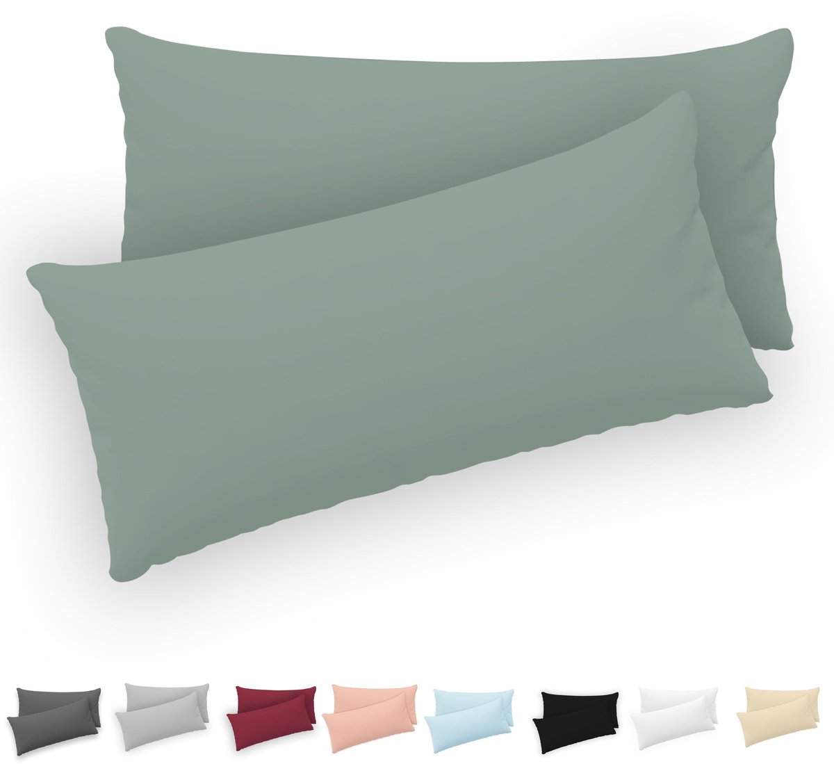 Kussenslopen 50x80 Set van 2 - 100% Katoen Jersey - Kussenhoezen met Ritssluiting - Oeko-Tex Gecertificeerd