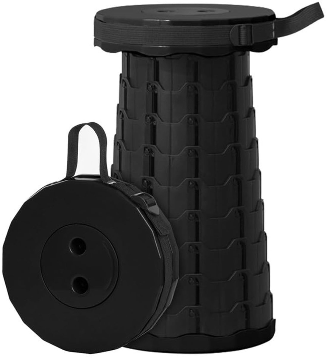 telescopische kruk met kussen, voor kamperen, vissen, wandelen, grillen, licht en opvouwbaar, draagvermogen 200 kg, zwart