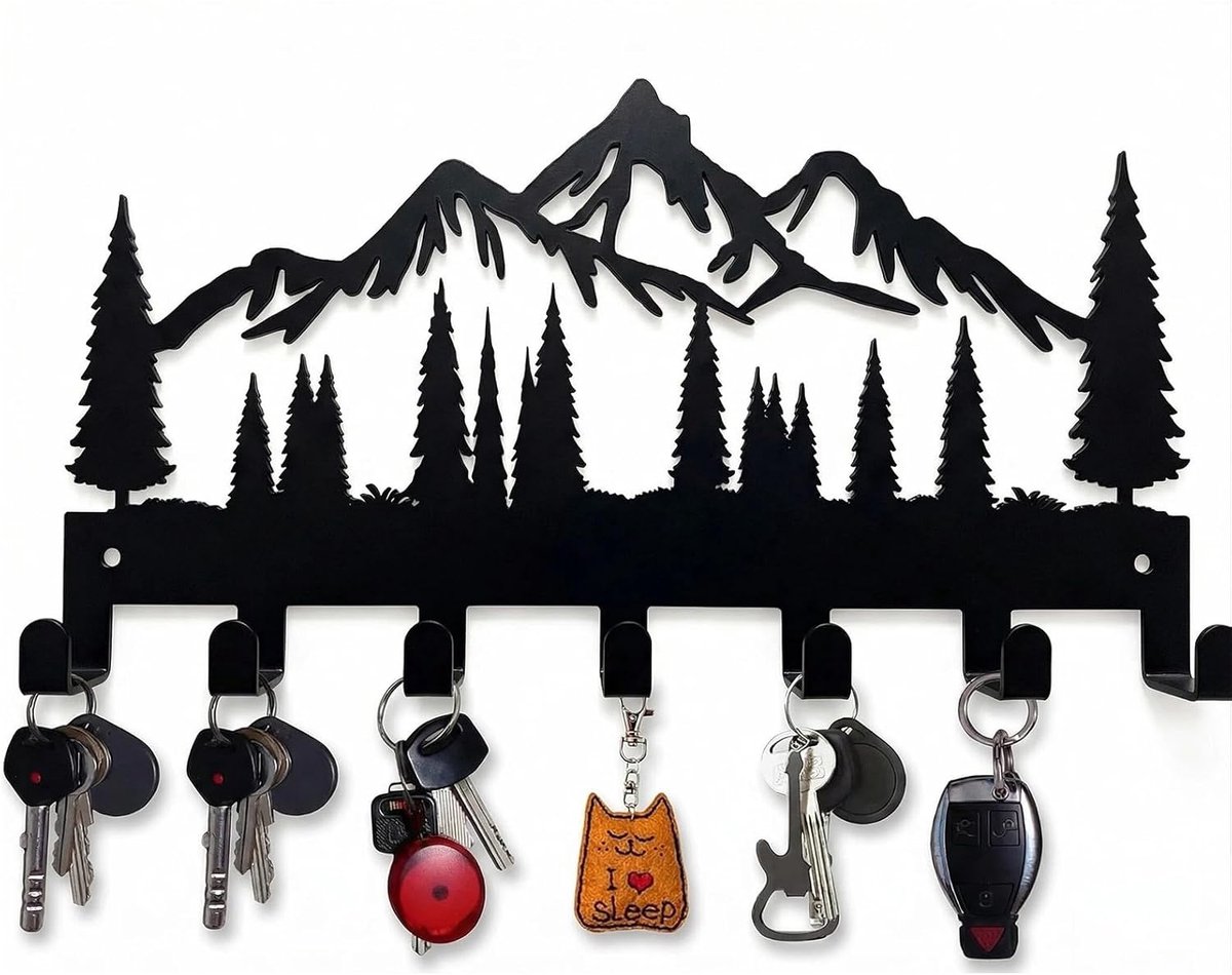 sleutelhouder met 7 wandhaken, sleutelrek zonder boren, sleutelrek met plank, sleutelhouder muur, decoratieve sleutelhanger voor keuken, entree, hal, slaapkamer (berg)