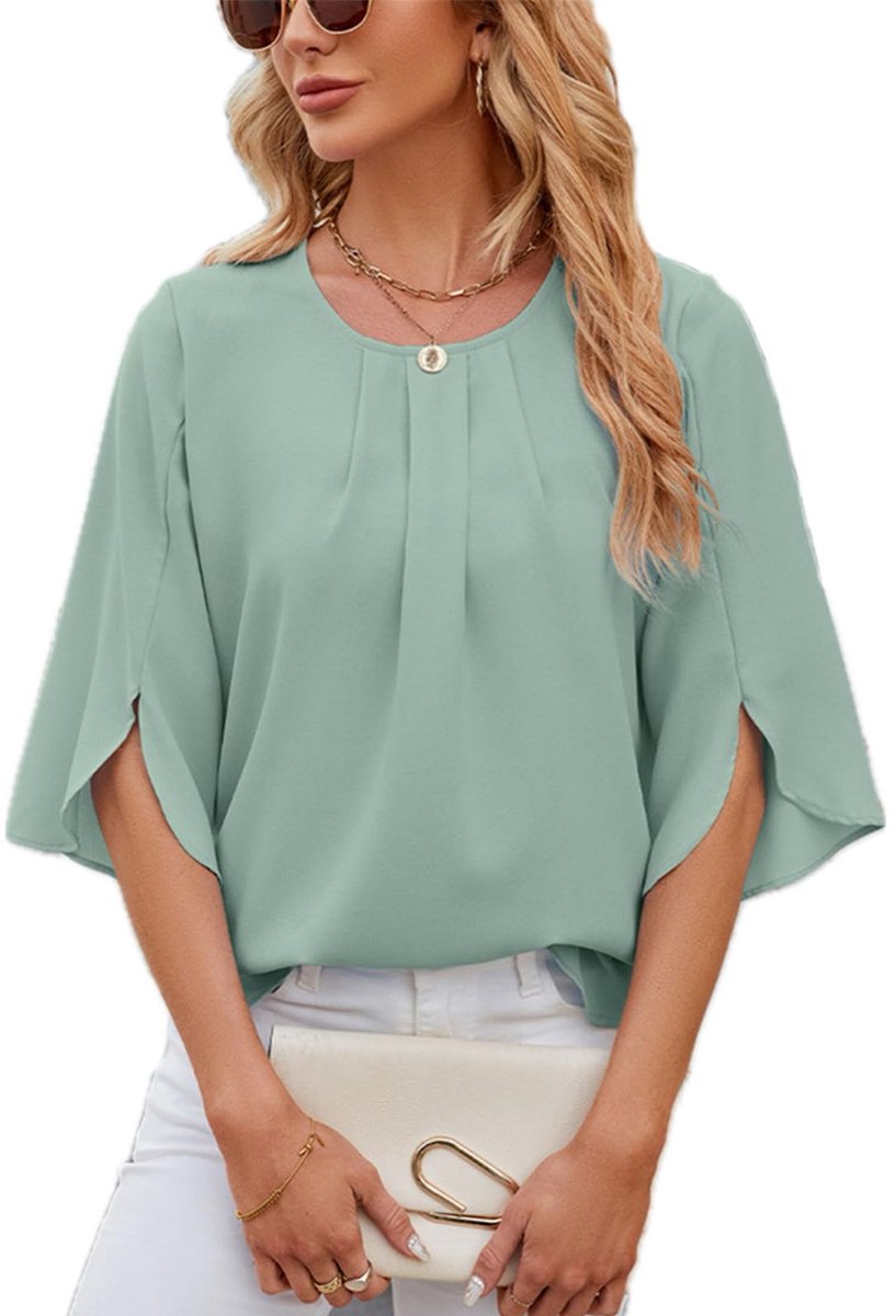 chiffon tops 3/4 mouw dames blouses elegante casual losse tuniekjurken voor vrouwen zomer dames blouses en shirts avondfeest tops voor leggings