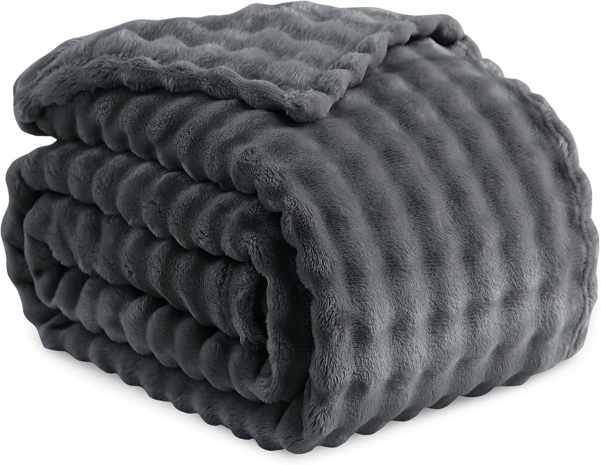 RUIKASI Cuddly Blanket Bland Grey Bubble Blanket - 150x200 cm Sofa Blanket & Couch Blanket made of Fluffy, Warm Fleece - ShopVlot
