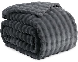 RUIKASI Cuddly Blanket Bland Grey Bubble Blanket - 150x200 cm Sofa Blanket & Couch Blanket made of Fluffy, Warm Fleece - ShopVlot