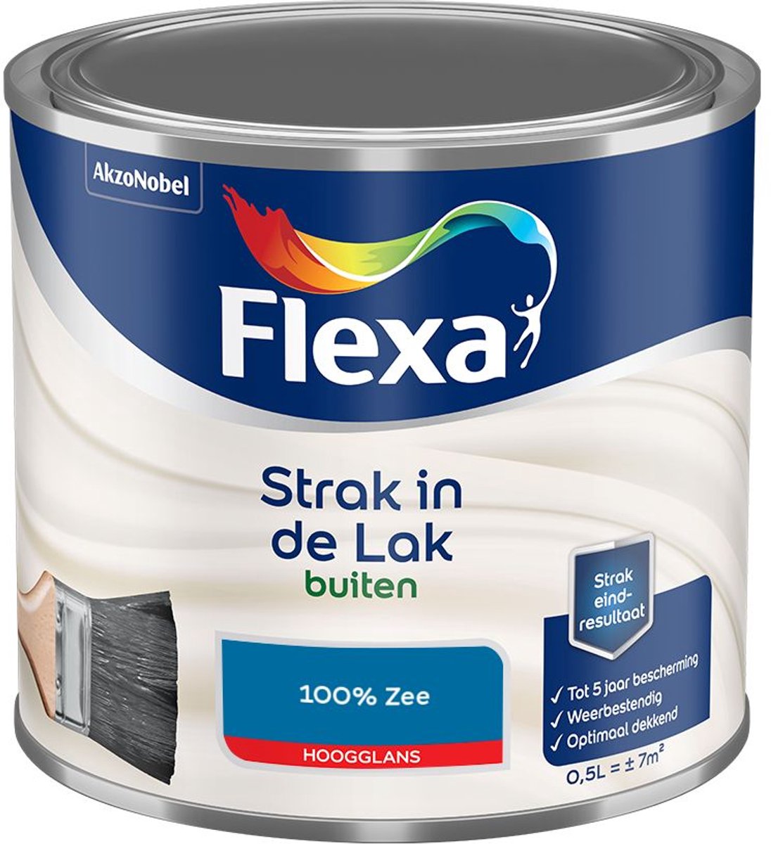 Flexa - Strak In De Lak Buitenlak Hoogglans - 100% Zee - Mengverf - 500 Ml