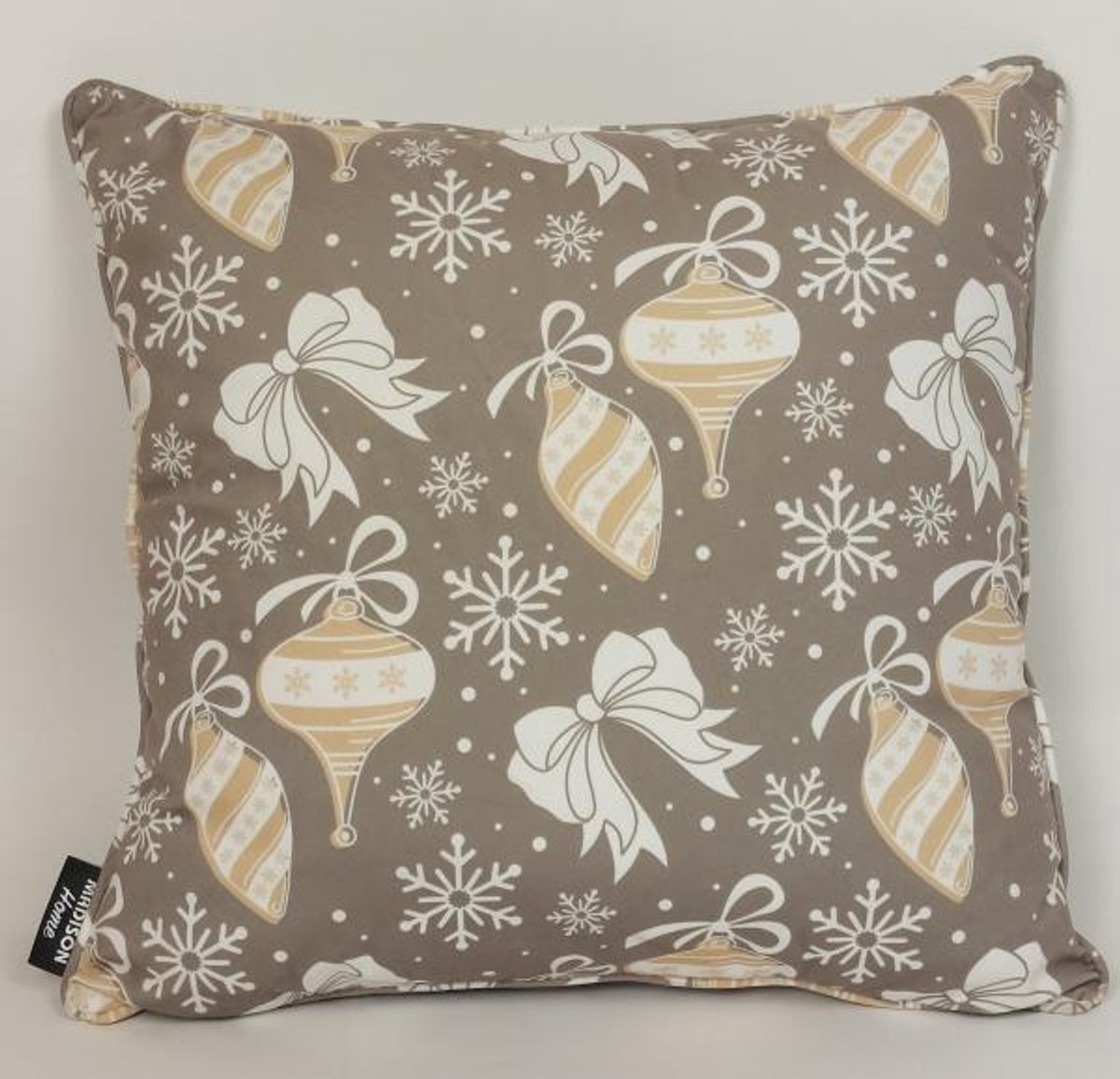Madison kerst sierkussen 50x50 cm Carol Taupe