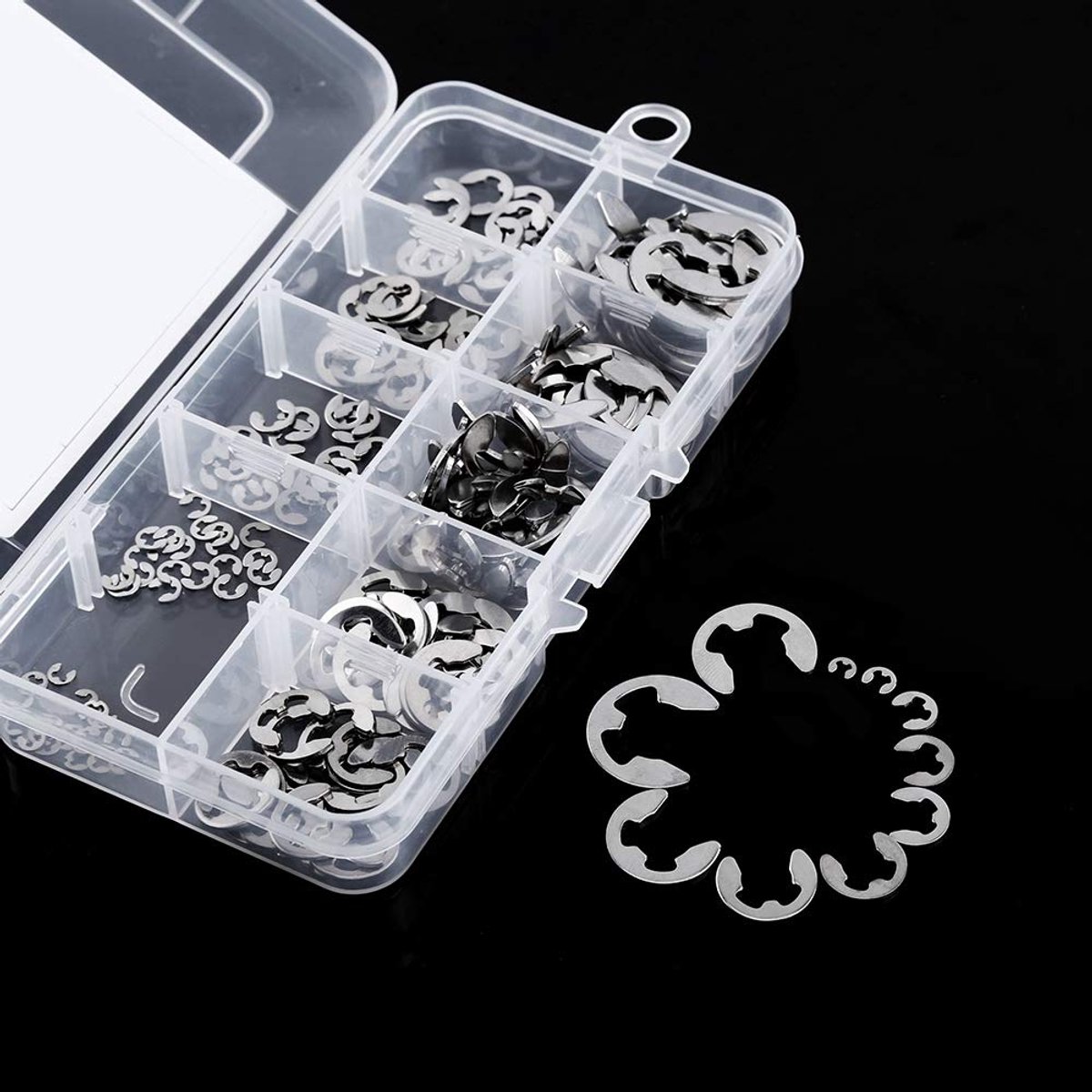 120 stuks 1,5 mm-10 mm 304 roestvrijstalen e-clip met borgringborgringset