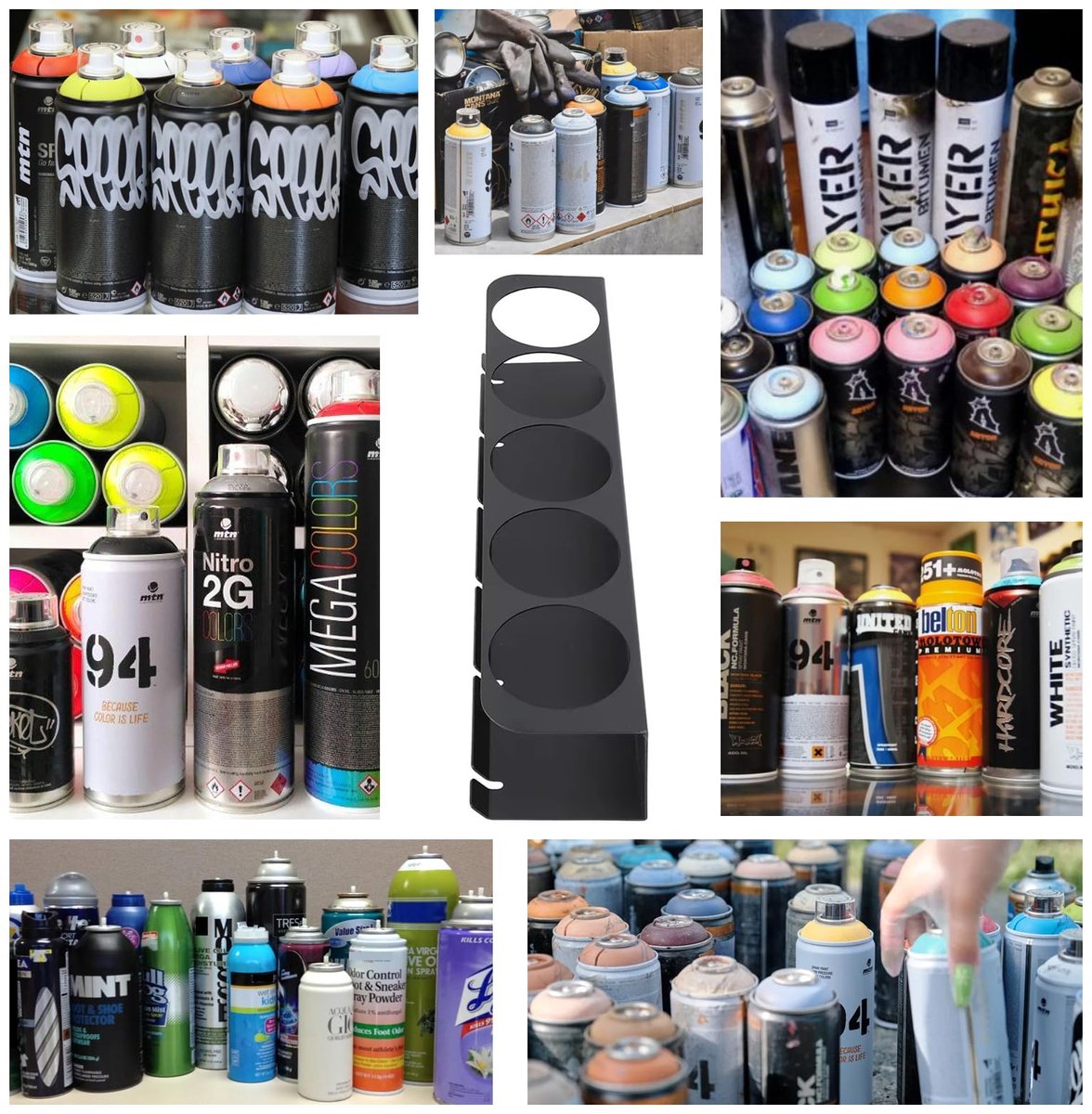 Spuitfleshouder, 2 Stuks Spuitbushouder, 5 Gaten, 6 Sleuven, Rekorganizer, Wandmontage, Elektrisch Gereedschap-Organizer met Ruimtebesparend Ontwerp, Opbergrek Voor Garage Werkplek