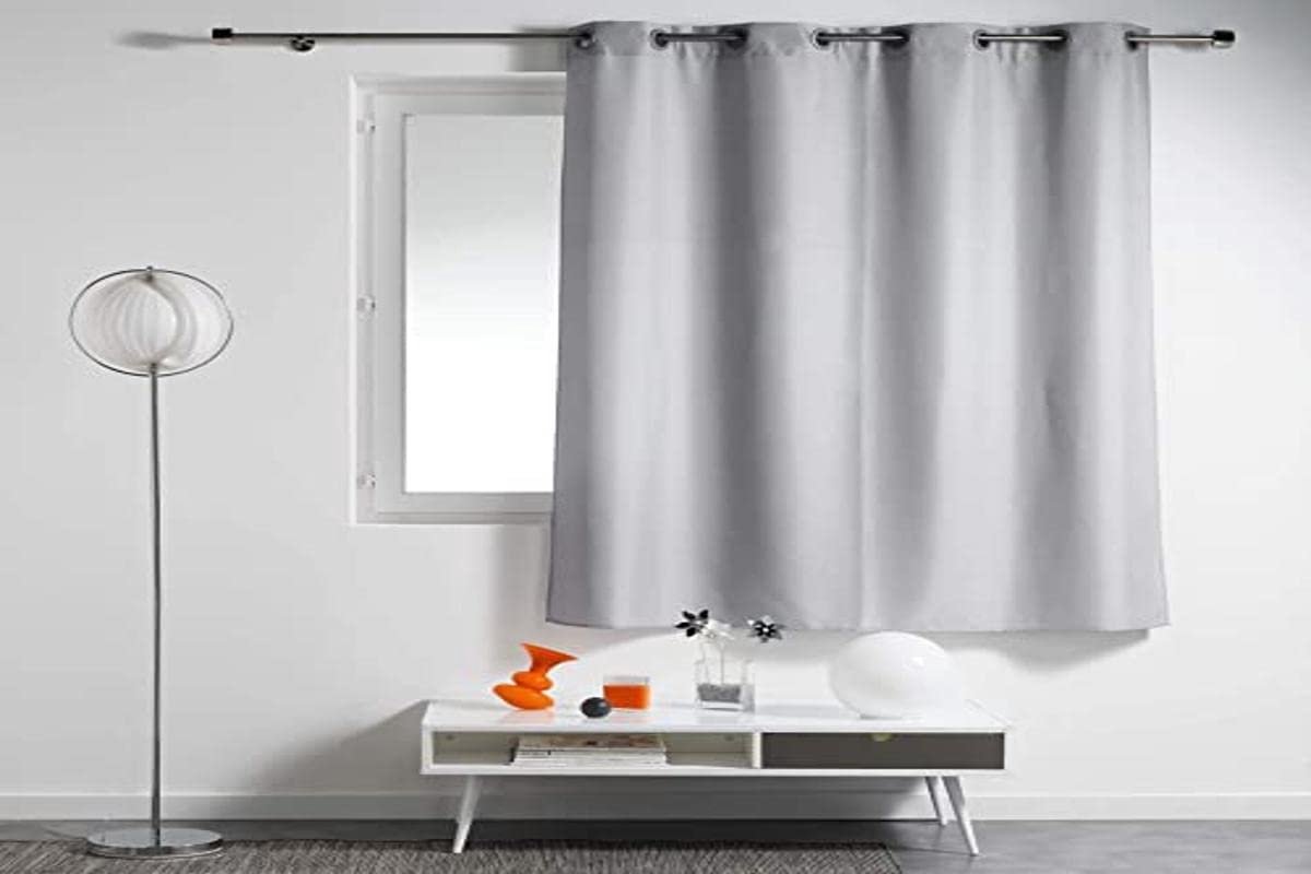 douceur d'intérieur, Gordijn met oogjes (140 x 180 cm) Essentiel Grijs, Polyester