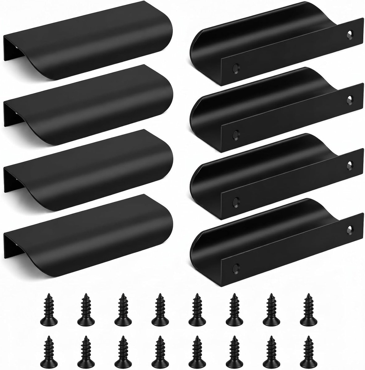 8 stuks verborgen zwarte ladegrepen van aluminium voor meubels, keukens en kasten - 8 cm h