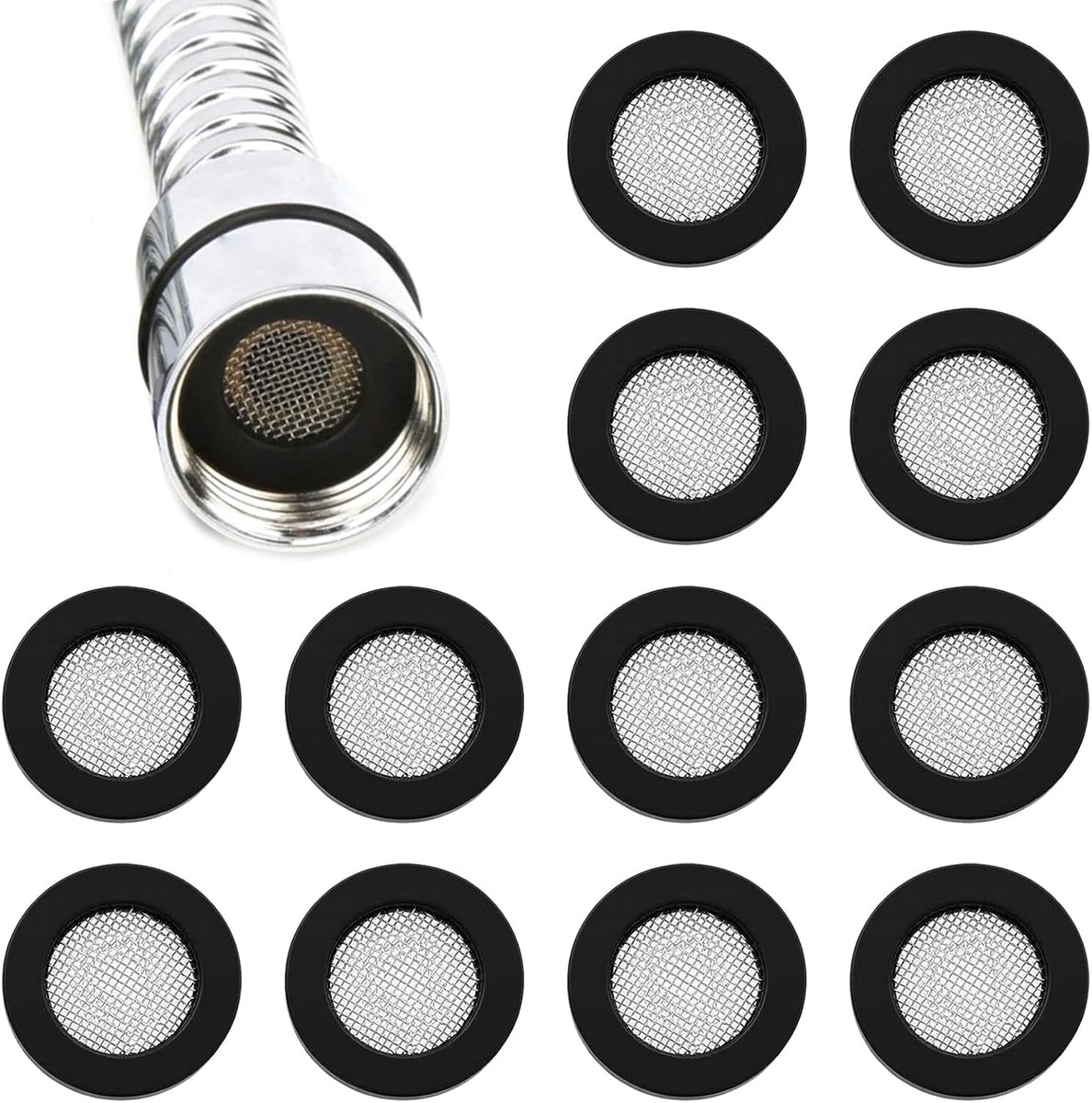 12 stuks roestvrijstalen filterafdichtingen, 1/2 inch rubberen afdichting voor doucheslang, platte sluitringen van rubber, O-ring voor douchekopafdichting