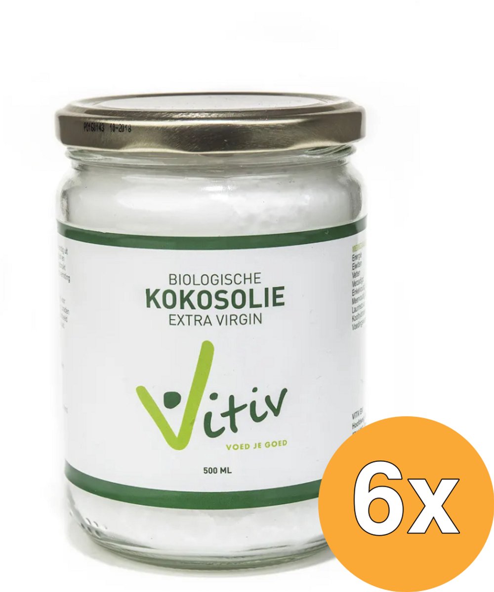 6x Vitiv Kokosolie Extra Virgin Bio (500 ml)