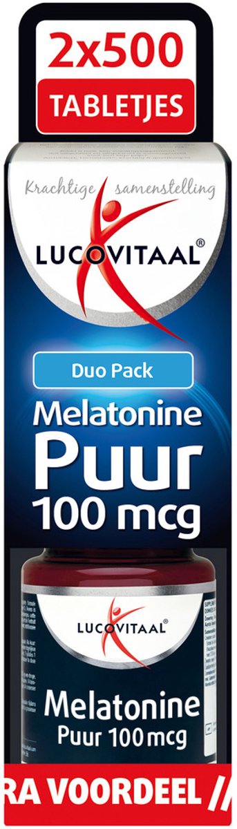 Bol.com Lucovitaal Melatonine Puur 100 mcg Voedingssupplement - 2 x 500 Tabletten aanbieding
