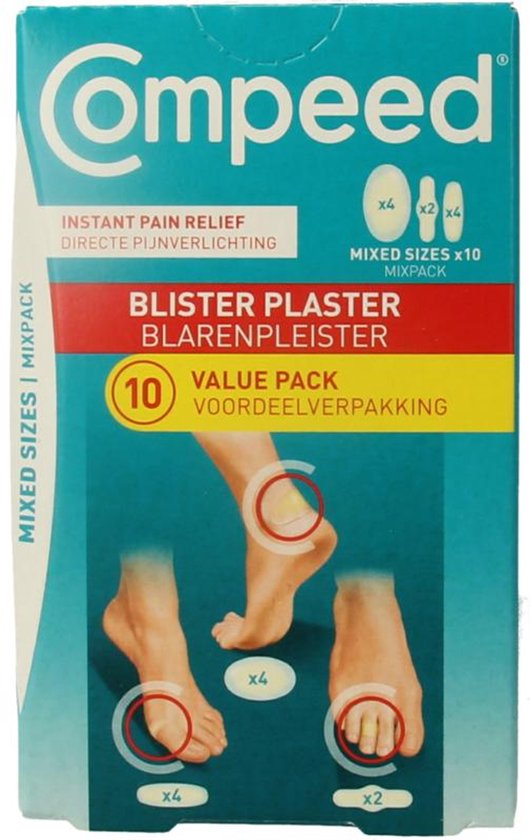 Compeed Blarenpleisters mixpack - blarenpleisters bieden directe pijnverlichting, snellere genezing - diverse groottes voor verschillende soorten blaren. - 10 stuks