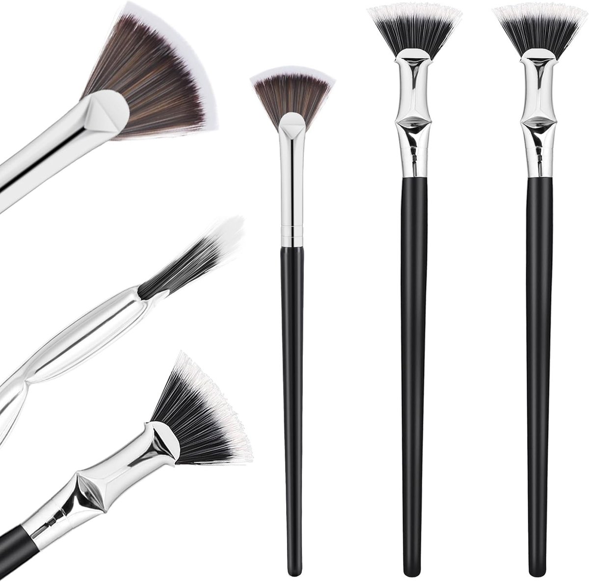 Set van 3 opvouwbare wimperkwasten met gebogen borstel voor perfecte wimperlift en scheiding, ideaal voor make-up en beauty.
