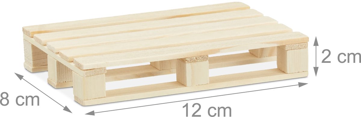 48 x palletonderzetters in set, mini-pallets voor kopjes en glazen, hout, drankonderzetters, 2 x 12 x 8 cm, naturel