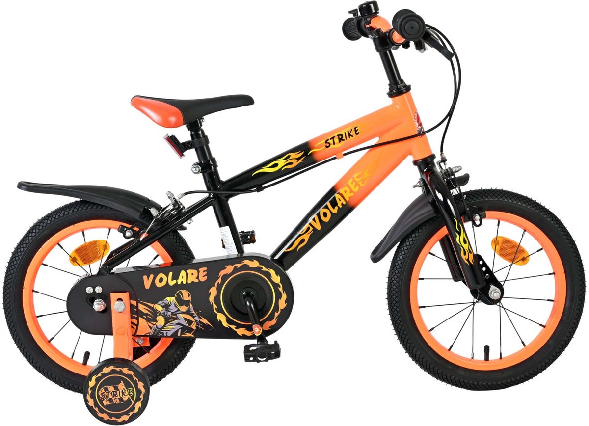 Volare Strike Kinderfiets - Jongens - 14 inch - Oranje - Twee handremmen