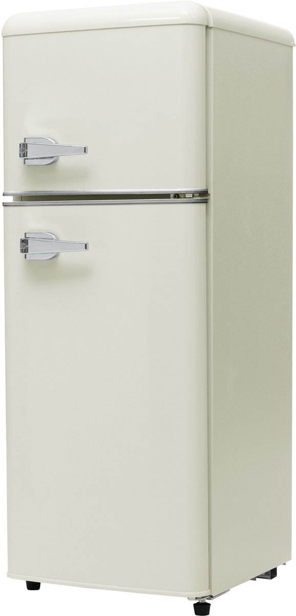 Koelkast 92 liter antiek wit plastic retro dubbeldeks koel vrieskast voor keuken en woonkamer thuis
