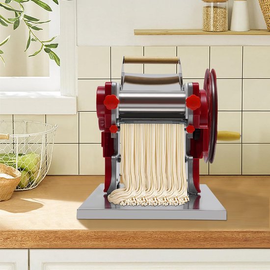 Handmatige Pastamachine - Pastamaker Rood - Verse Pasta Maken - Roestvrij Staal - 38 x 28 x 26 cm - Rood — afbeelding 3