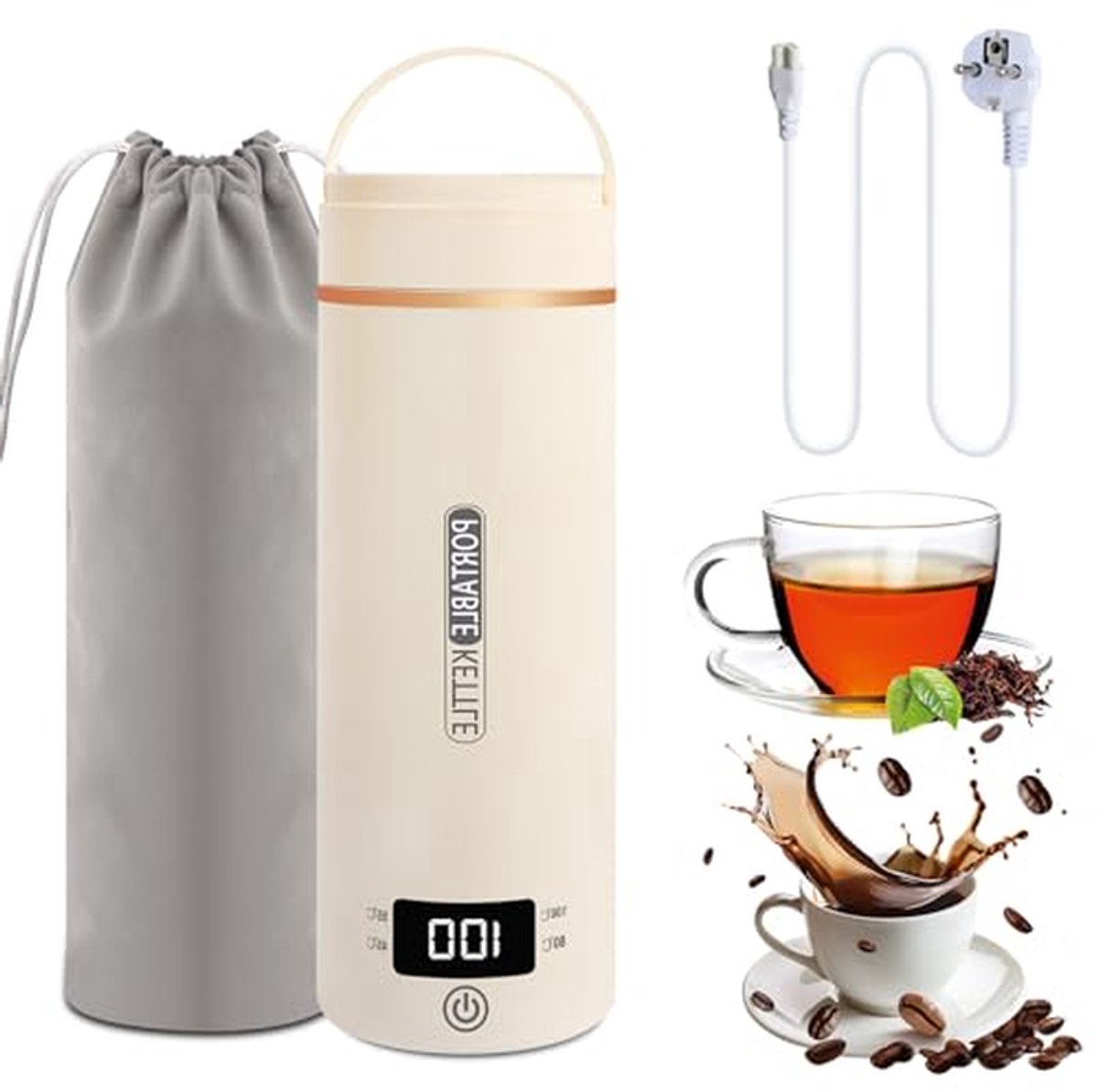 Reis Waterkoker - Mini Ketel - Snel Water Koken - Intelligente Temperatuur Controle - 500 ml - Beige