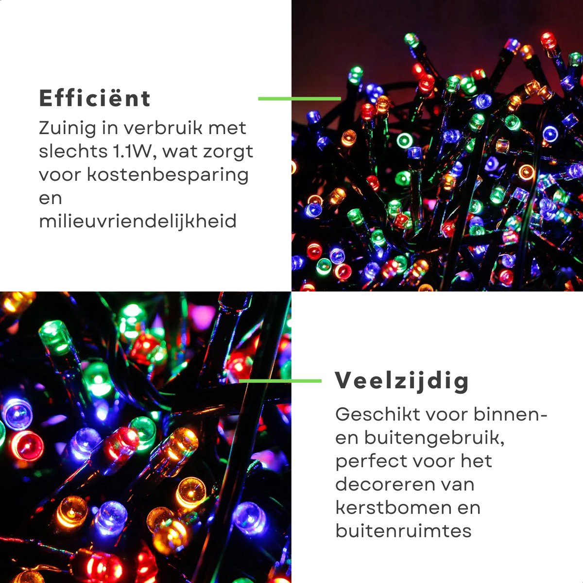 Cheqo® Kerstverlichting - Kerstboomverlichting - Kerstlampjes - Sfeerverlichting - LED Verlichting - Voor Binnen en Buiten - Tuinverlichting - Feestverlichting - Lichtsnoer - Multicolor - 40 LED's - 3M - Timer - 8 Lichtfuncties – foto 3